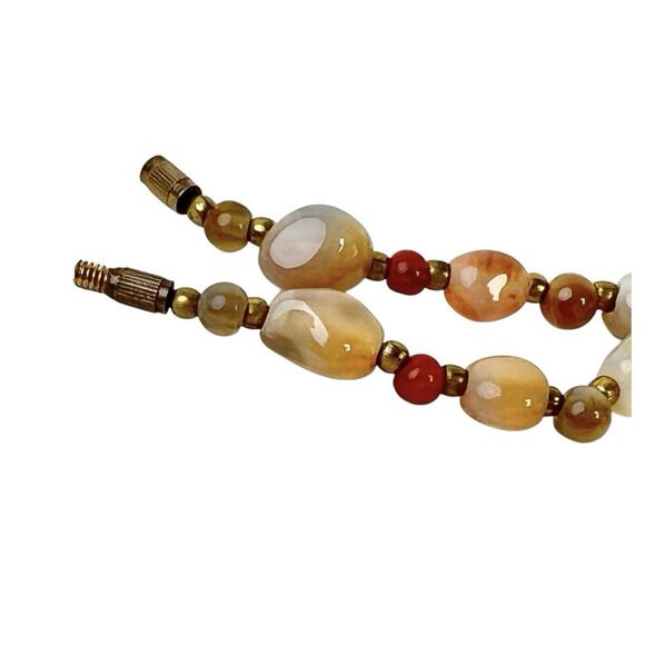 Vintage Necklace Polished Smooth Natural Stones Beggar Beads 1960s Barrel Clasp - Picture 3 of 14